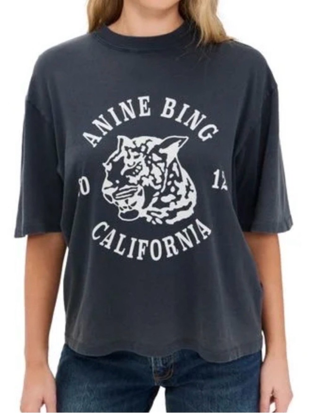 Anine Bing Leopard Black Faded Wash with 2012 White Tiger Graphic